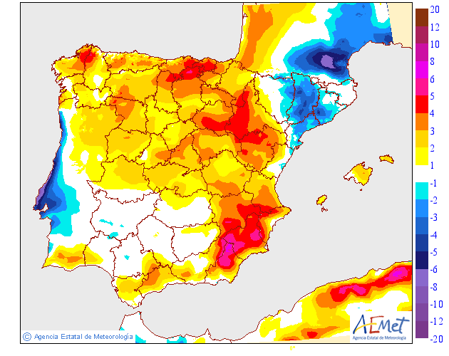 Variación de temperaturas máximas AEMET. 09 Meteosojuela