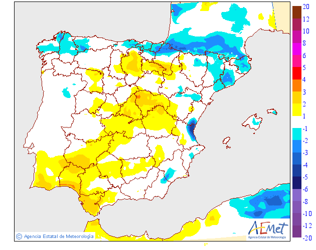 Variación de temperaturas máximas AEMET. 21 Meteosojuela