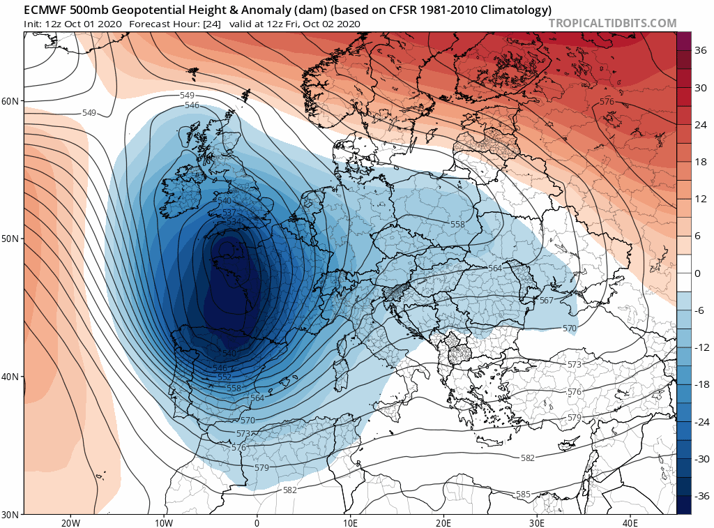 Animación Modelos de Altura de Geopotencial a 500hPa GFS Europa. Meteosojuela La Rioja