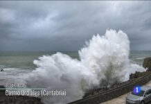 Imágenes en espacios del tiempo de televisión. Mes de Octubre 2020 Temporal Castro. El tiempo de TVE1 0310. Meteosojuela