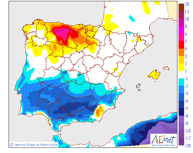 Variación de temperaturas máximas 12 AEMET. Meteosojuela