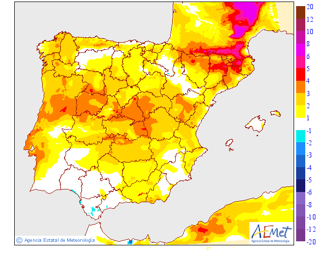 Variación de temperaturas máximas 30 AEMET. Meteosojuela