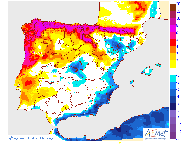 Variación de temperaturas máximas AEMET. 17 Meteosojuela