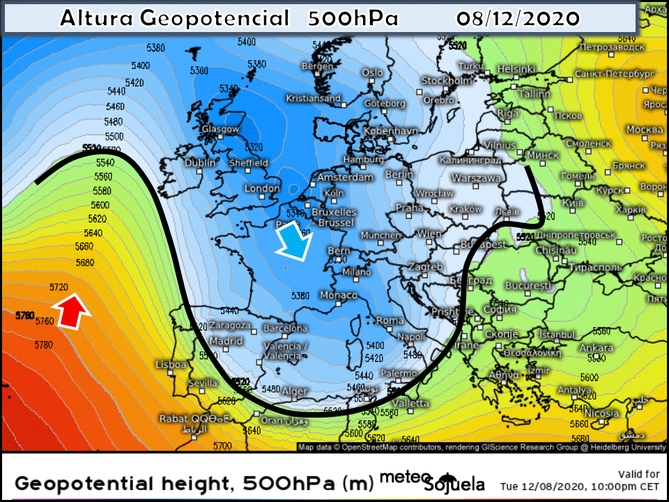 Modelos de Altura de Geopotencial a 500hPa GFS Europa. Meteosojuela La Rioja
