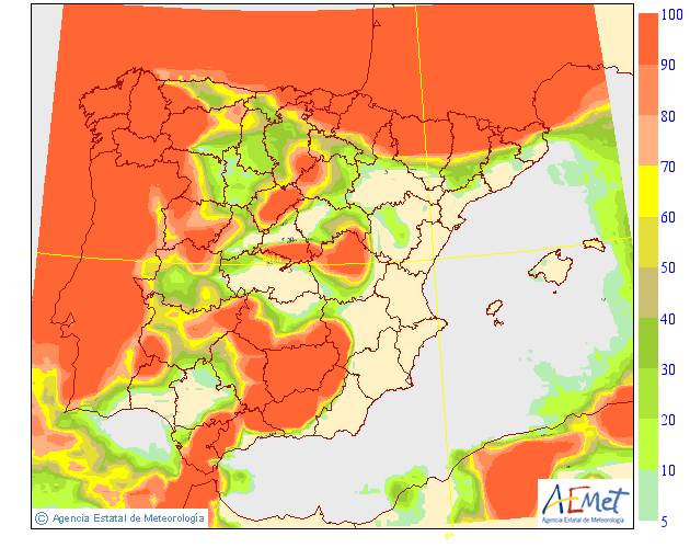 Probabilidad de precipitación según AEMET. 01 Meteosojuela La Rioja