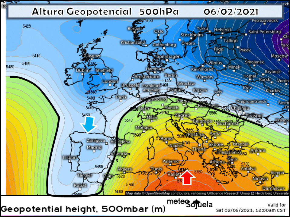 Modelos de Altura de Geopotencial a 500hPa GFS Europa. Meteosojuela La Rioja