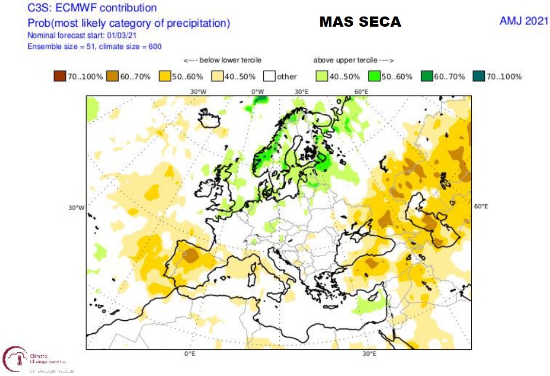 Anomalía Precipitación Primavera 2021. Meteosojuela