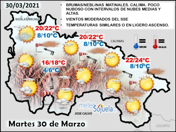 Mapa del tiempo en La Rioja. Meteosojuela