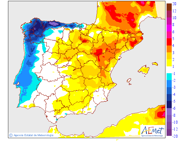 Variación de temperaturas máximas AEMET. 24 Meteosojuela