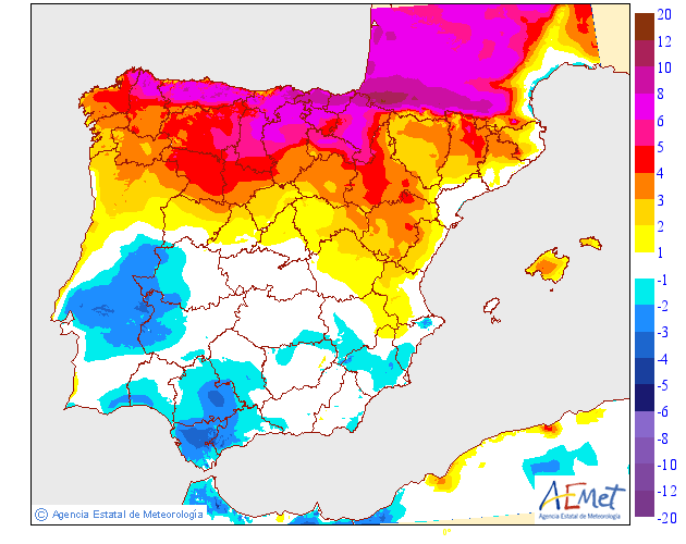 Variación de temperaturas máximas AEMET. 28 Meteosojuela