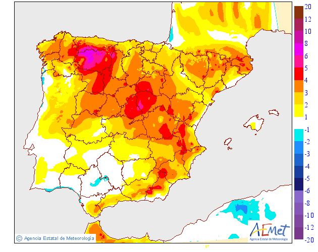 Variación de temperaturas máximas AEMET.21 Meteosojuela