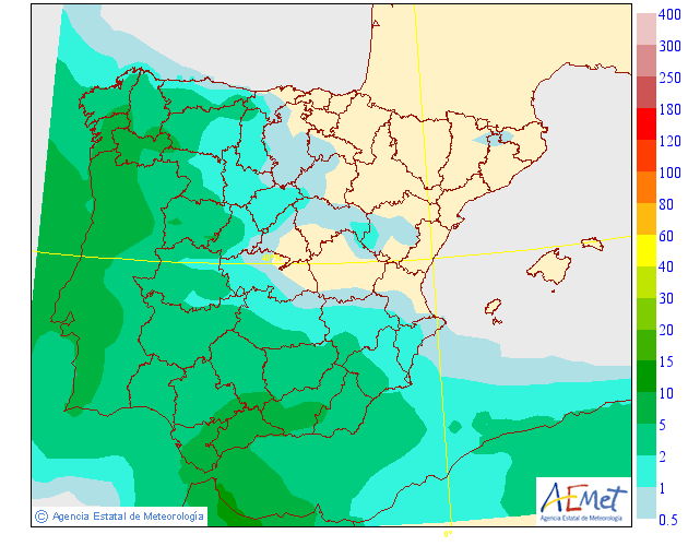 Probabilidad de precipitación según AEMET. Meteosojuela La Rioja