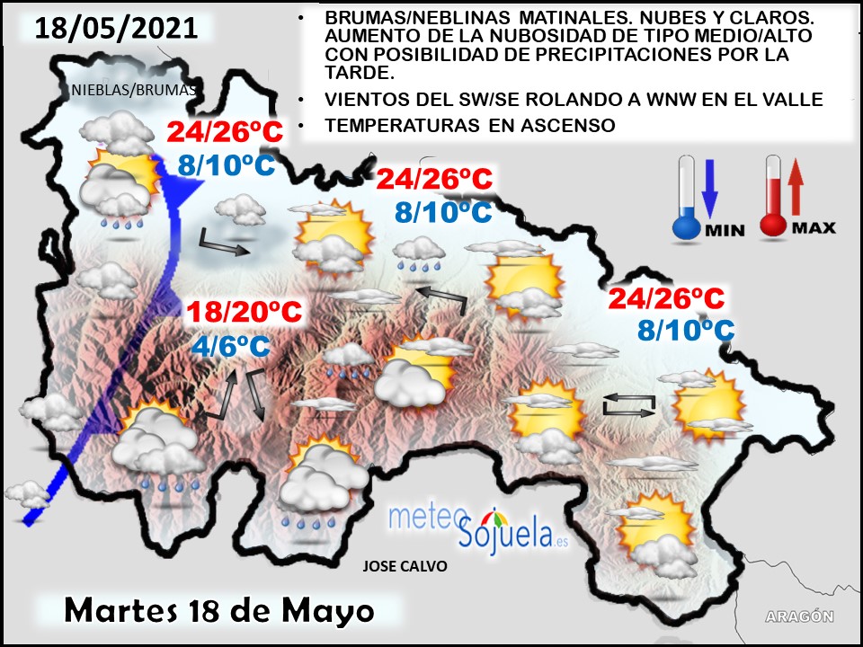 Mapa del tiempo en La Rioja. Meteosojuela