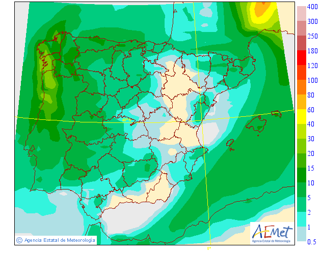 Probabilidad de precipitación según AEMET. 10 Meteosojuela La Rioja