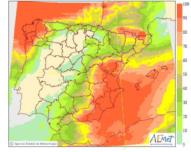 Probabilidad de precipitación según AEMET. 23 Meteosojuela La Rioja