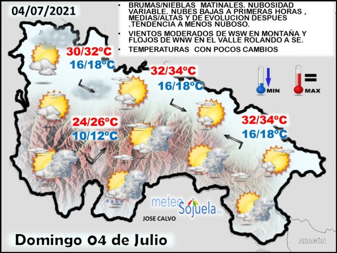 Mapa del tiempo en La Rioja. Meteosojuela