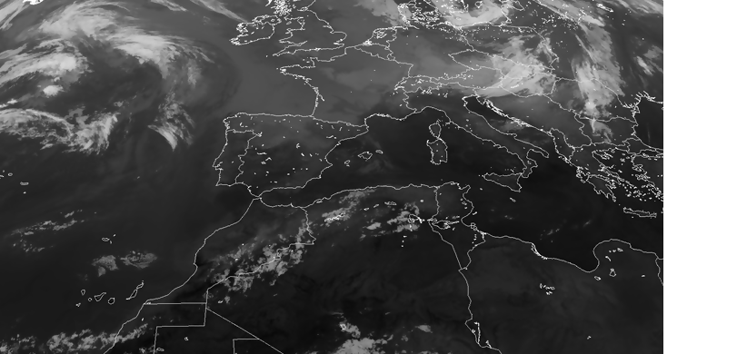 Animación imágenes satélite. Altas presiones y tormentas en el Mediterráno