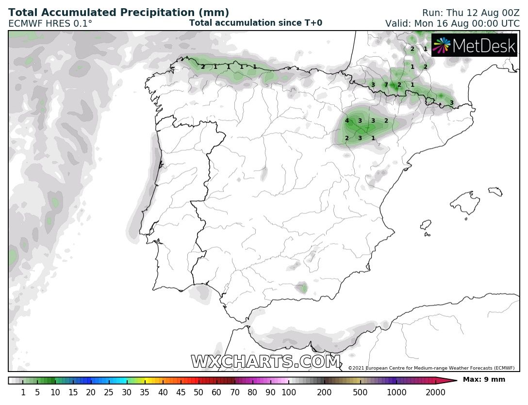 Precipitación acumulada ECMWF Meteosojuela