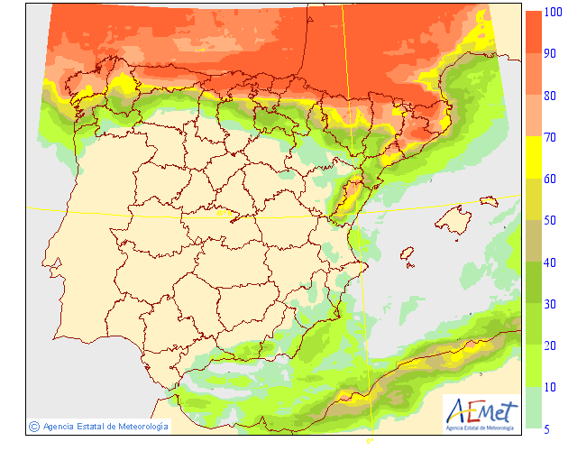 Probabilidad de precipitación según AEMET. 03 Meteosojuela La Rioja