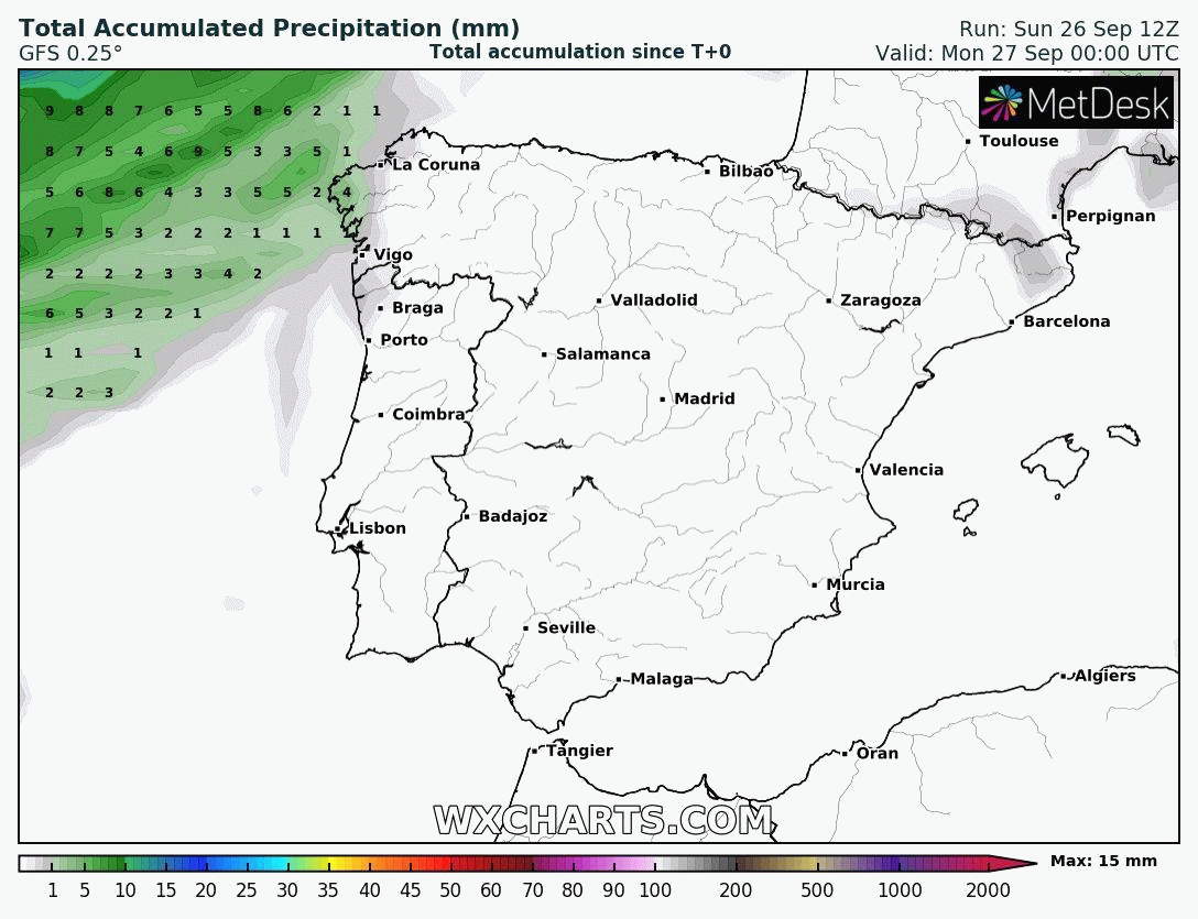 Animación Precipitación Acumulada GFS Meteosojuela La Rioja