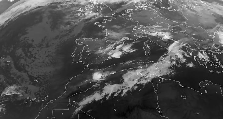 Animación imágenes satélite. Altas presiones y tormentas en el Mediterráneo