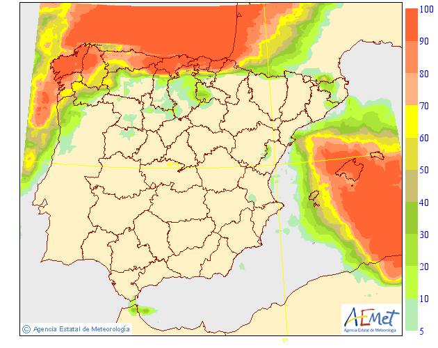 Probabilidad de Precipitación según AEMET. 25 Meteosojuela La Rioja