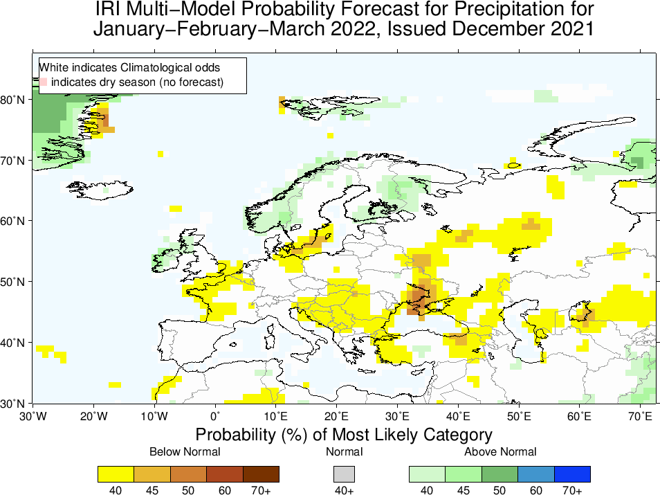 Anomalías Precipitación previstas Invierno 2022. IRI Meteosojuela