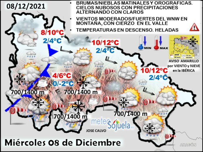 Mapa del tiempo en La Rioja. Meteosojuela