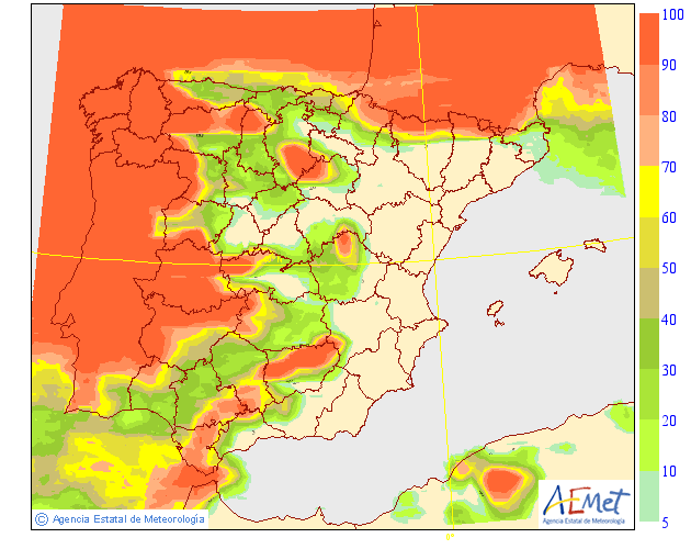 Probabilidad de precipitación según AEMET. 28 Meteosojuela La Rioja