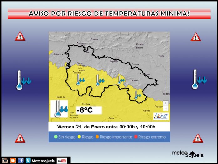 Aviso Amarillo por Bajas Temperaturas en la Ibérica. AEMET. 21 Meteosojuela