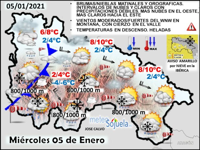 Mapa del tiempo en La Rioja. Meteosojuela