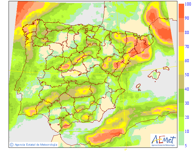 Probabilidad de Precipitación según AEMET. 12Meteosojuela La Rioja