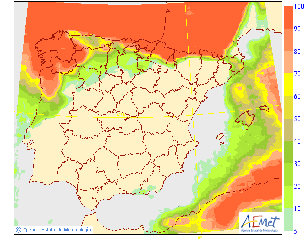 Probabilidad de precipitación según AEMET. 14 Meteosojuela La Rioja