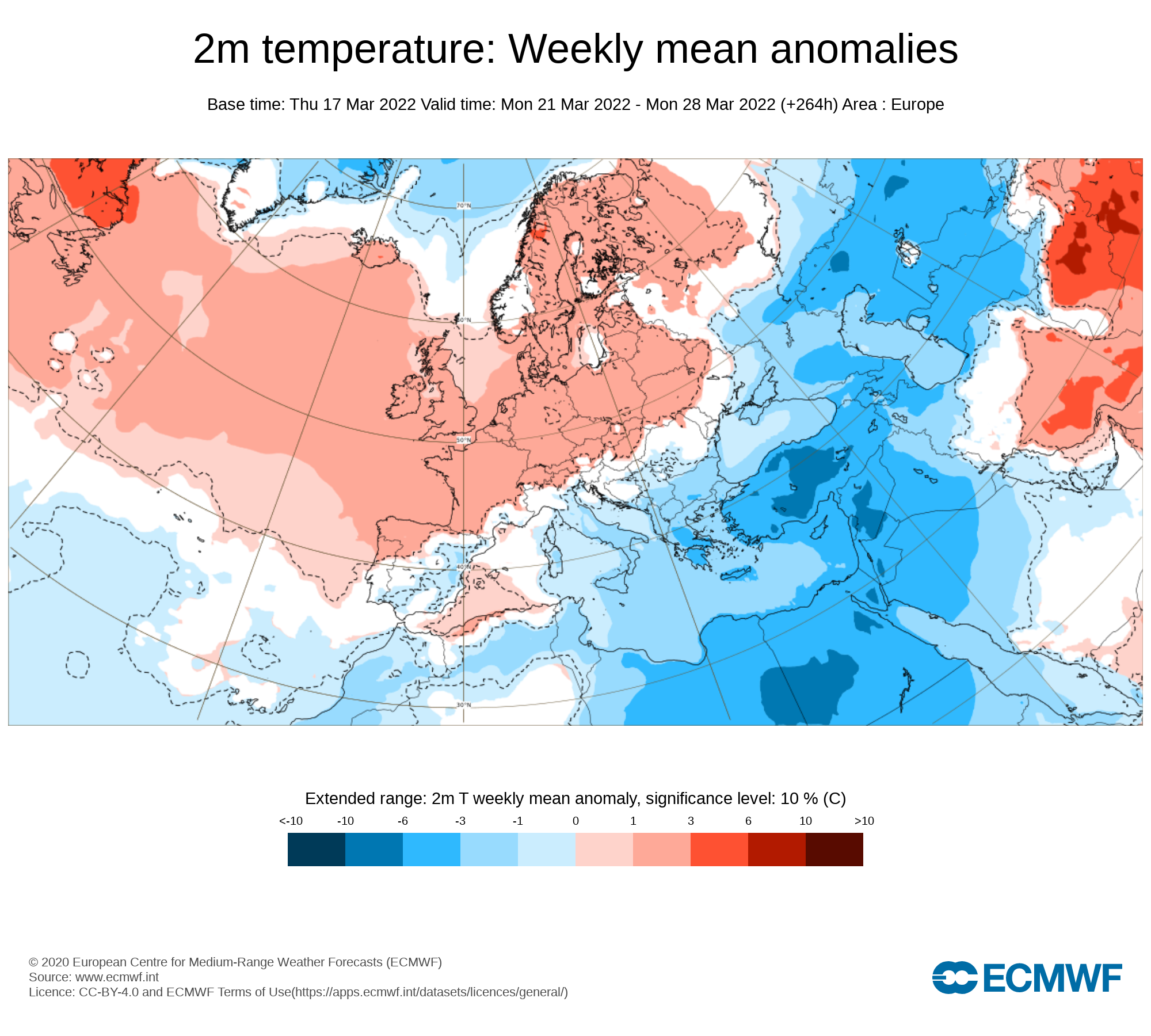 Anomalías Temperatura Semana 21 Marzo ECMWF. Meteosojuela