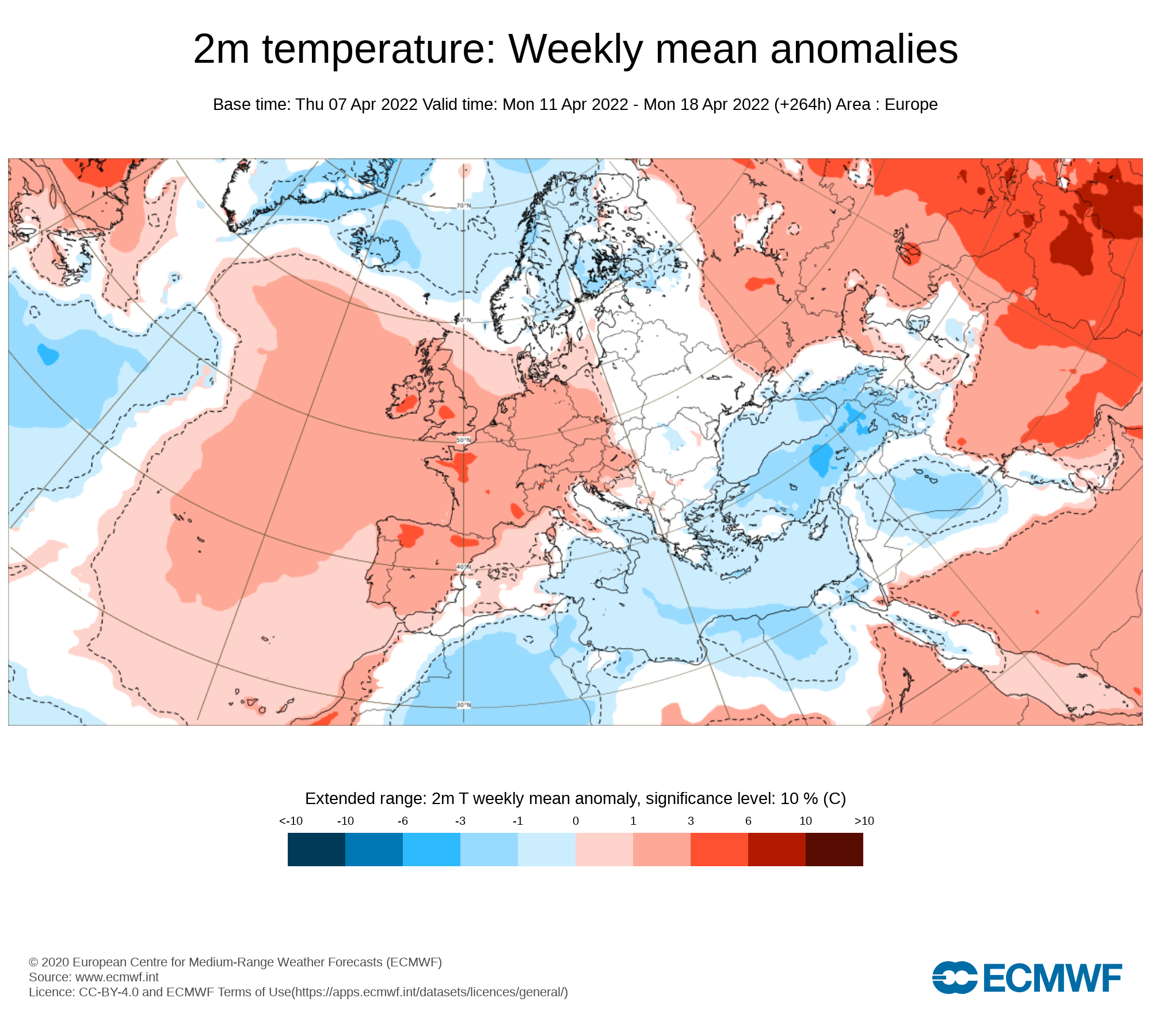Anomalías Temperatura Semana 11 de Abril ECMWF. Meteosojuela