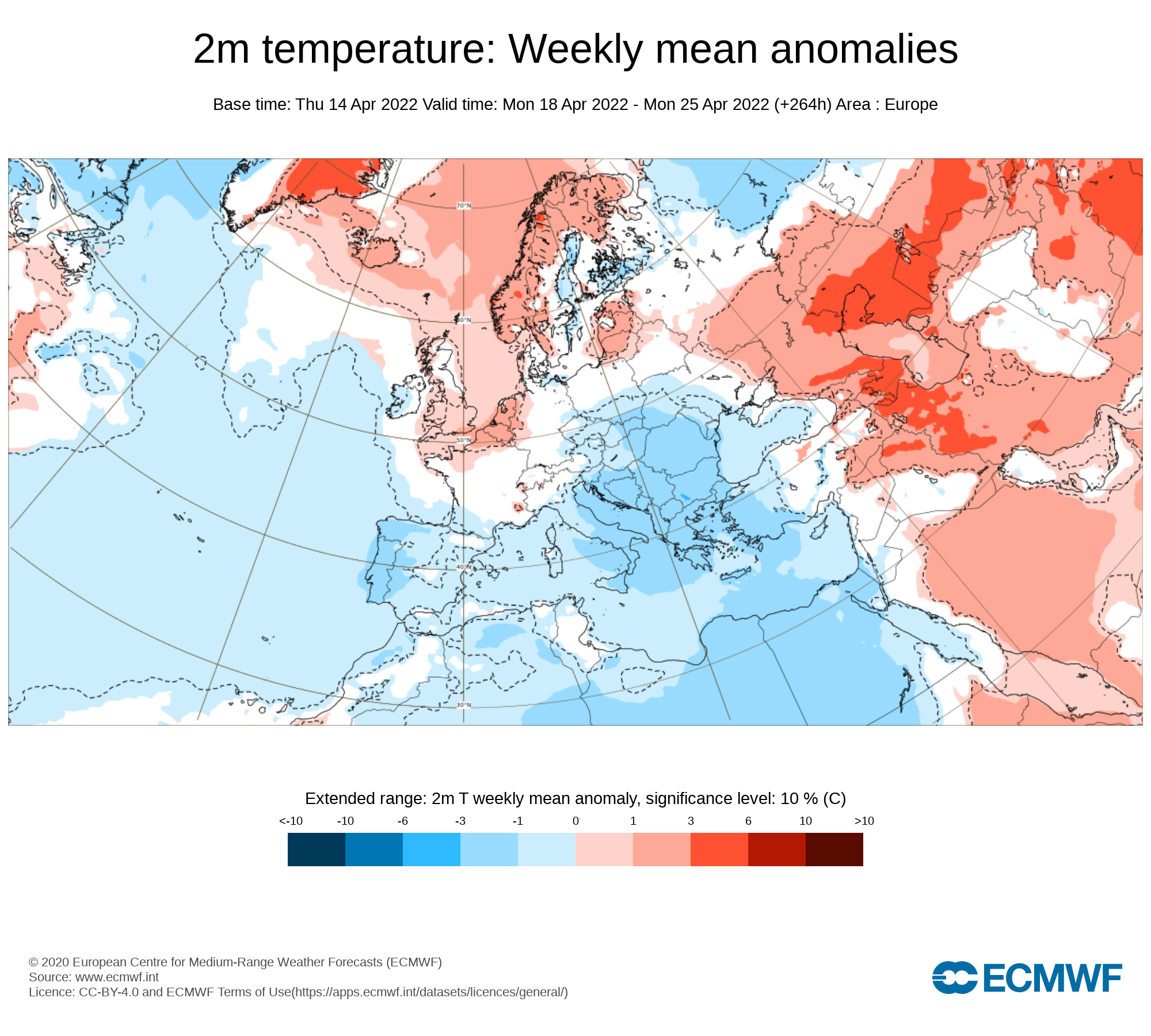 Anomalías Temperatura Semana 18 de Abril ECMWF. Meteosojuela