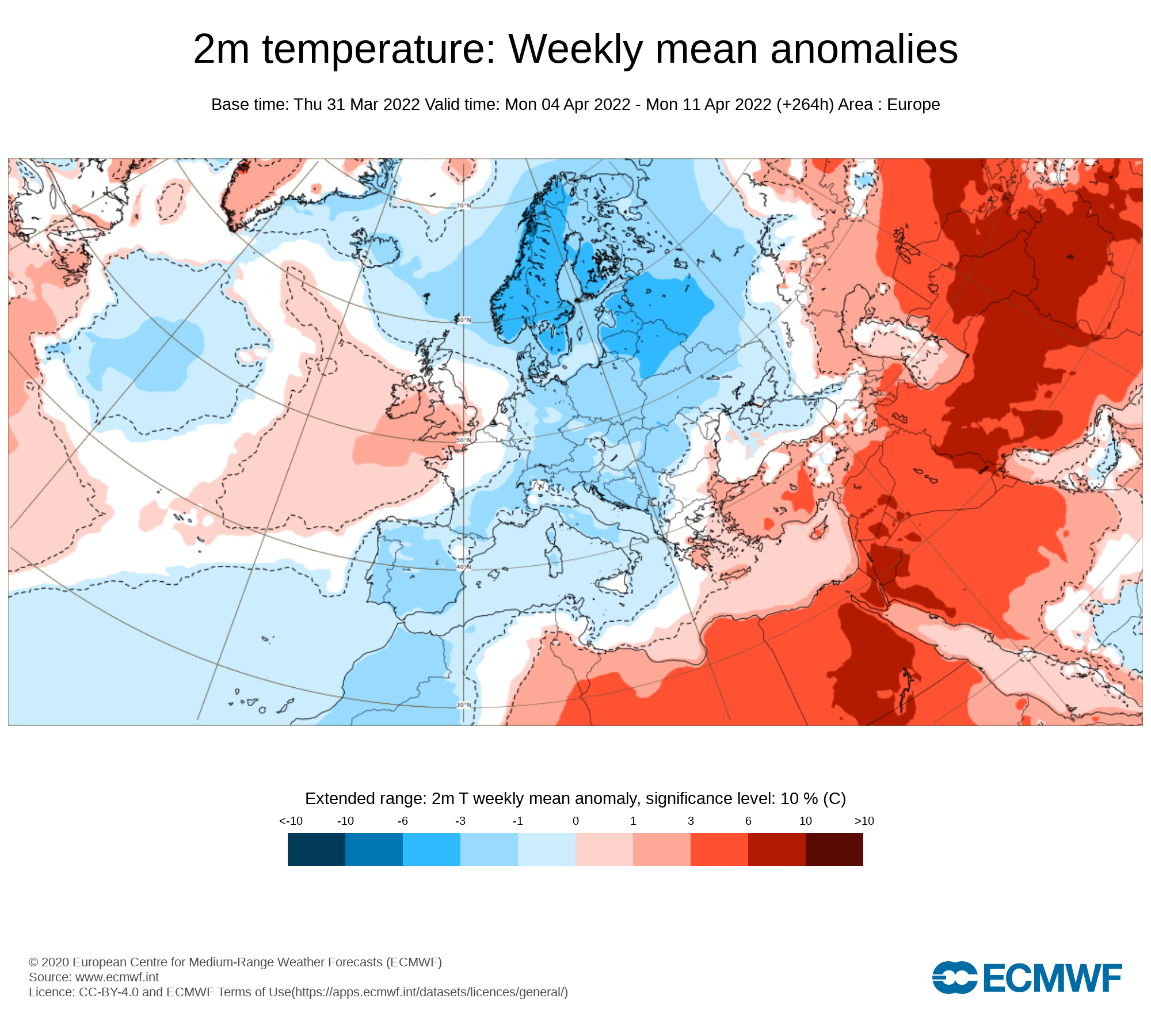 Anomalías Temperaturas Semana 04 de Abril ECMWF. Meteosojuela