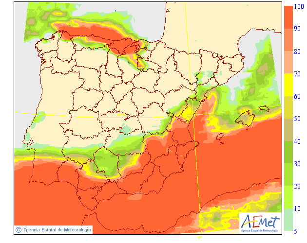 Probabilidad de precipitación según AEMET. 04 Meteosojuela La Rioja