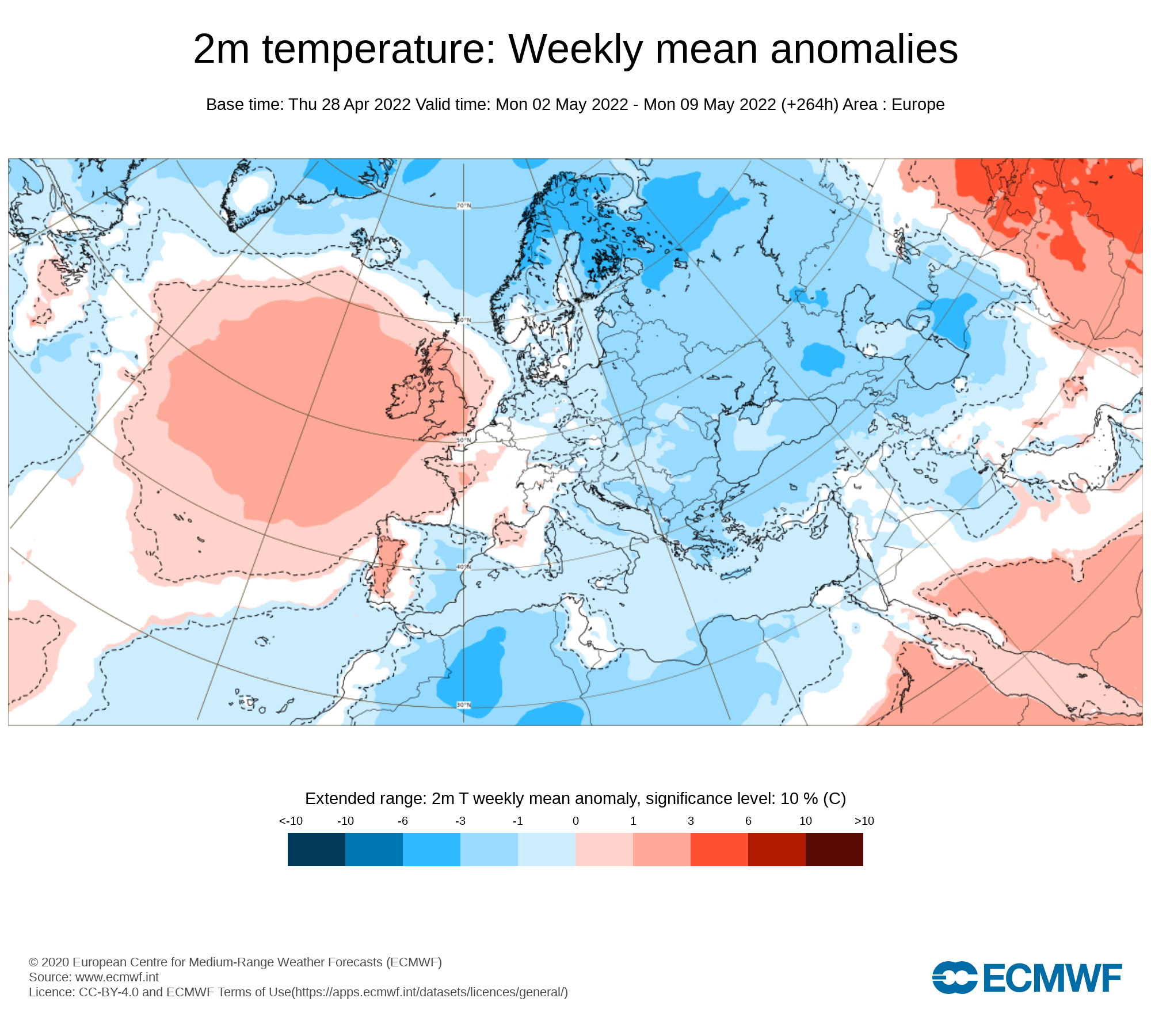 Anomalías Temperatura Semana 02 de Mayo ECMWF. Meteosojuela