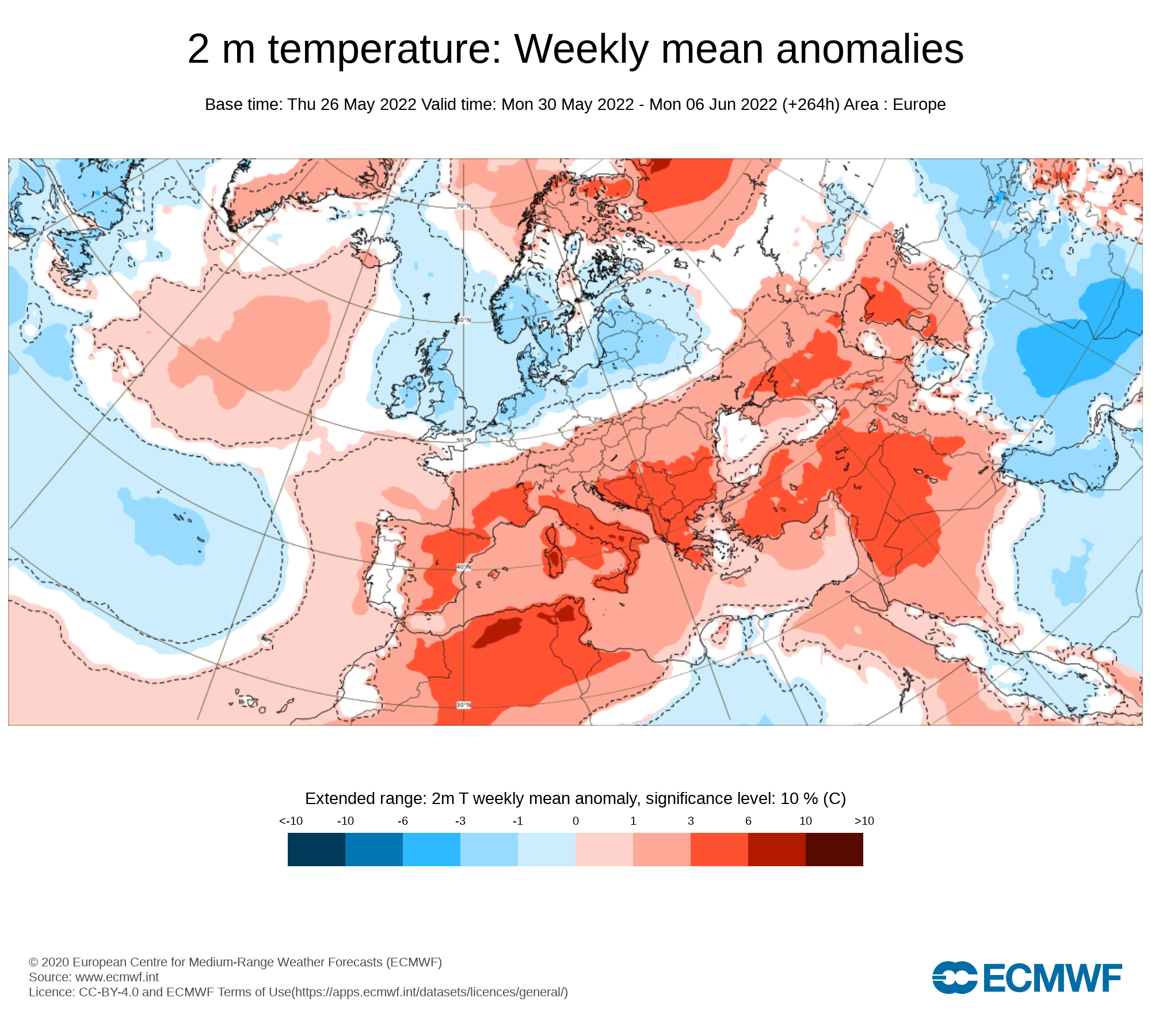 Anomalías Temperatura Semana 30 de Mayo ECMWF. Meteosojuela