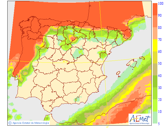 Probabilidad de Precipitación según AEMET. 24 Meteosojuela La Rioja