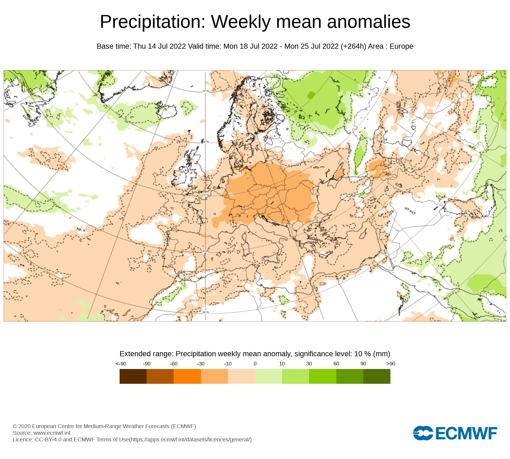 Anomalías Precipitación Semana 18 Julio ECMWF. Meteosojuela