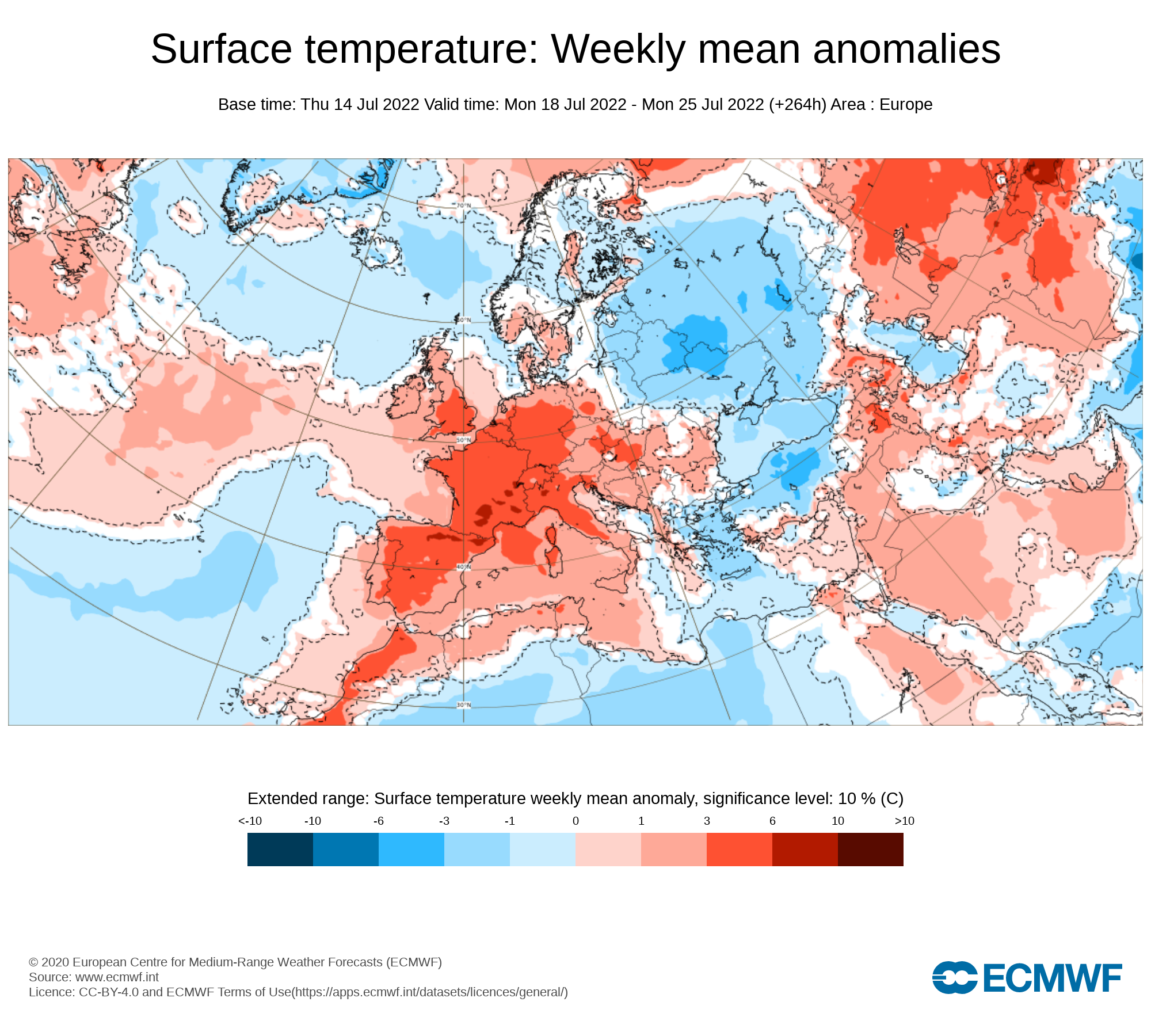 Anomalías Temperaturas Semana 18 Julio ECMWF. Meteosojuela