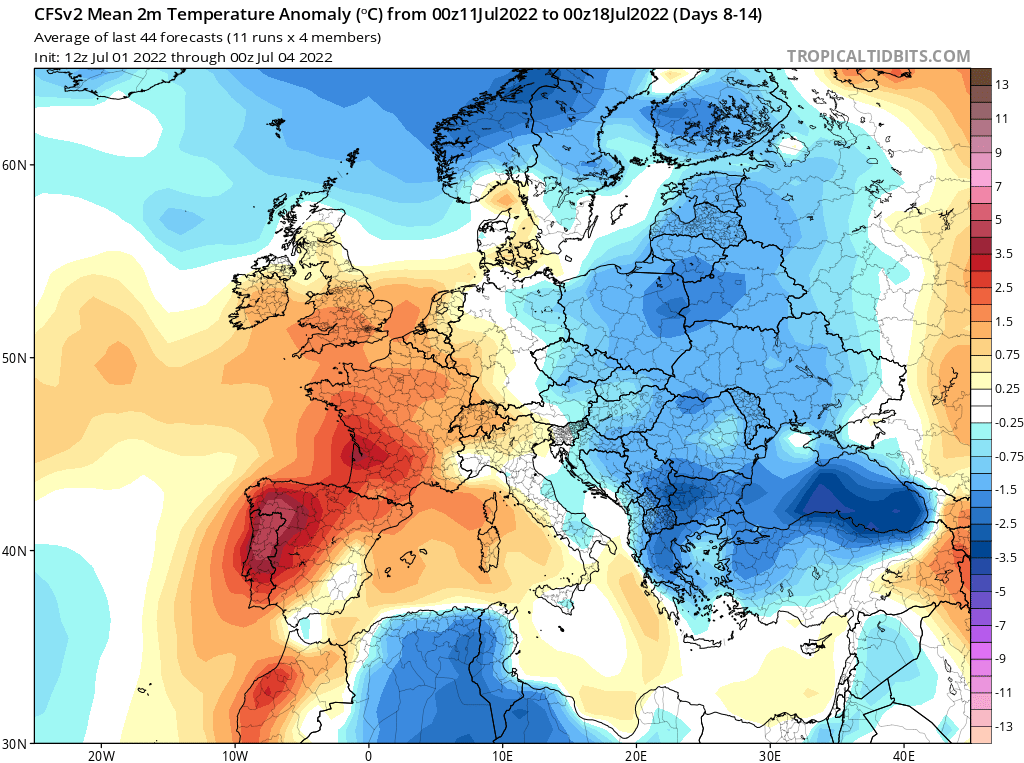 Modelos de Temperatura semanal Julio CFS 2ª Semana .Meteosojuela La Rioja