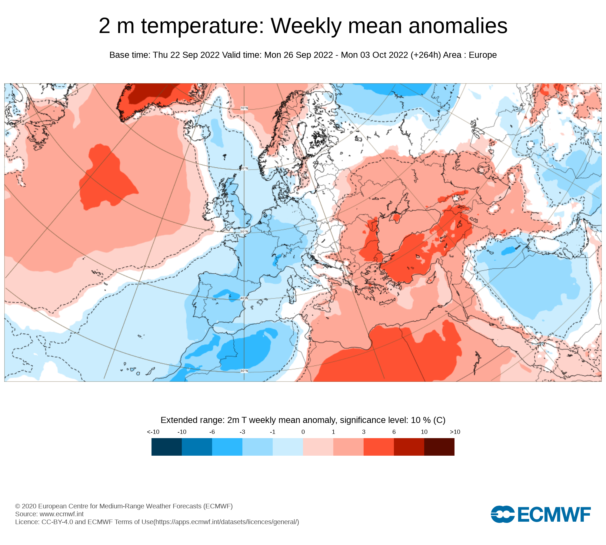 Anomalías Temperatura Semana 26 de Septiembre ECMWF. Meteosojuela
