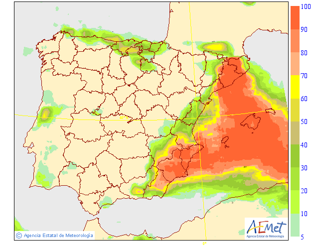 Probabilidad de precipitación según AEMET. 17 Meteosojuela La Rioja