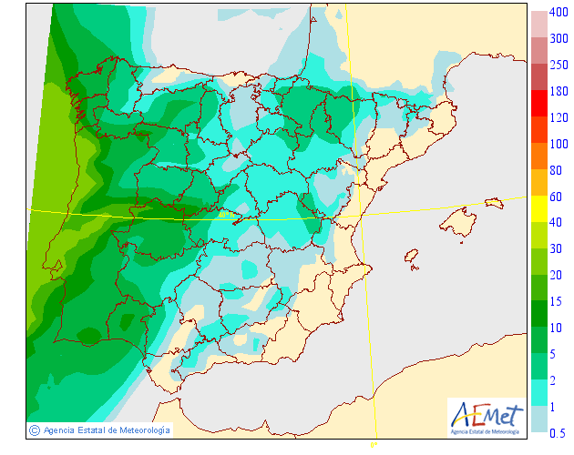 Probabilidad de precipitación según AEMET. 12 Meteosojuela La Rioja