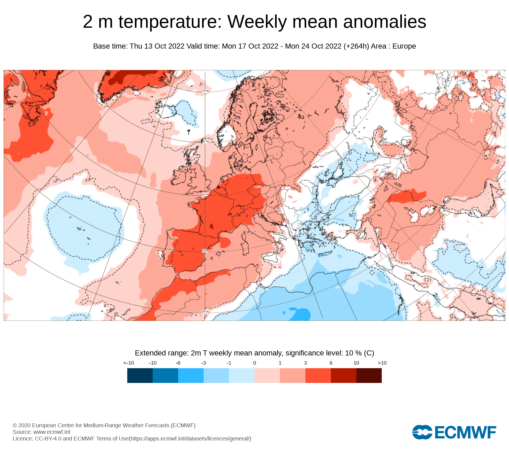 Anomalías Temperaturas Semana 17 de Octubre ECMWF. Meteosojuela