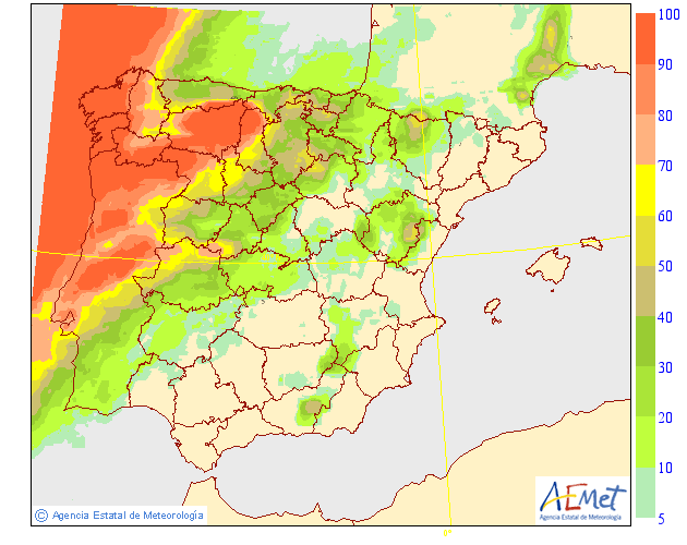 Probabilida de precipitación según AEMET. 26 Meteosojuela La Rioja