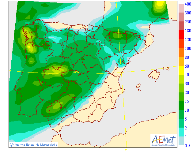 Probabilidad de precipitación según AEMET. 21 Meteosojuela La Rioja